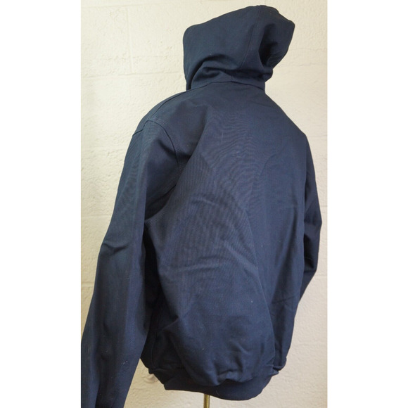 Carhartt Men's Navy Hooded Zip-up Jacket Helmets to Hardhats RN#14806 size L - Picture 4 of 11